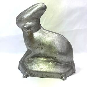 VTG Rabbit Cast Aluminum Mold Easter Bunny for Pound Cake Recipe Chocolate Candy